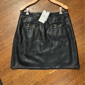 7 for All Mankind Elegant Black Leather Skirt